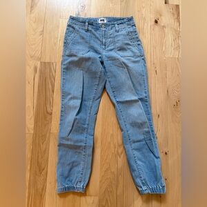 Paige Mayslie Jogger Jeans Cotton Blend In Morning Dew Size 25